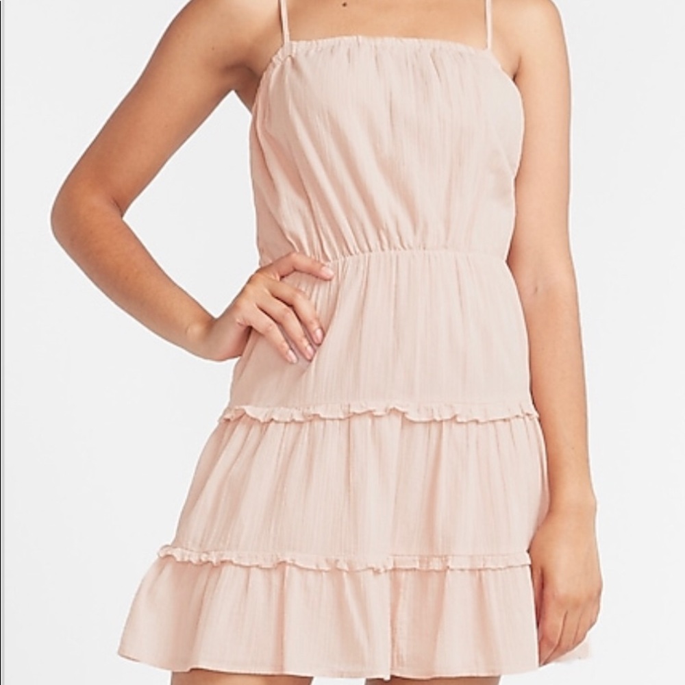 Express Pink Tiered Spaghetti Strap Mini Dress Size Small